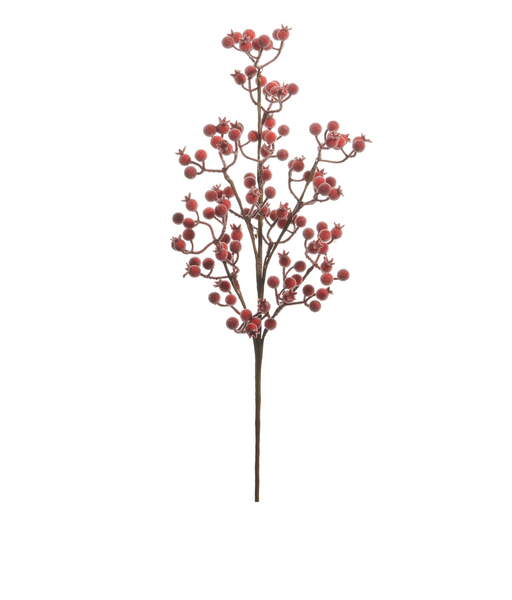 25 inch iced red berry spray