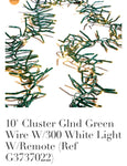 Cluster lights, green wire, 300 lights, 10 ft long