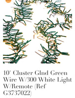Cluster lights, green wire, 300 lights, 10 ft long