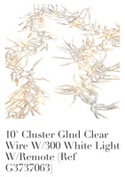Cluster lights, Clear wire, 300 lights, 10 ft long