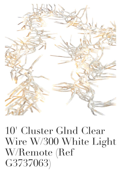 Cluster lights, Clear wire, 300 lights, 10 ft long
