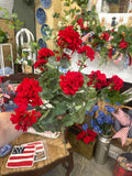 Large red geranium bush